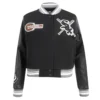 Chicago white sox womens mashup wool leather varsity jacket black 1 1