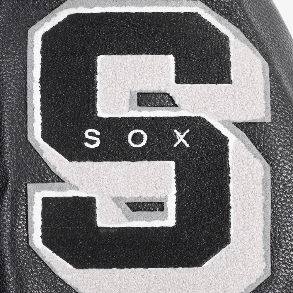 Chicago white sox womens mashup wool leather varsity jacket black 3 1