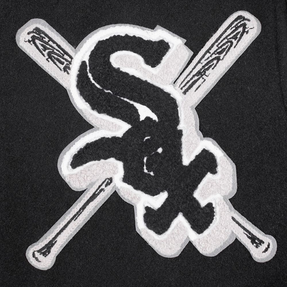 Chicago white sox womens mashup wool leather varsity jacket black 4 1