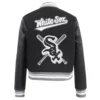 Chicago white sox womens mashup wool leather varsity jacket black 6 1