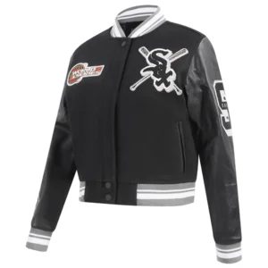 Chicago white sox womens mashup wool leather varsity jacket black 7 1