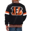 Cincinnati bengals home game full snap satin varsity jacket black