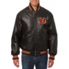 Cincinnati bengals leather varsity jacket black 1