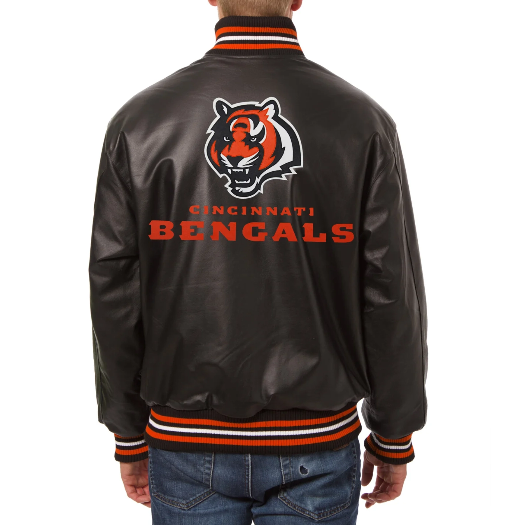 Cincinnati bengals leather varsity jacket black 2