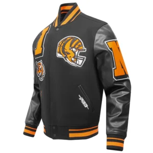 Cincinnati bengals mashup rib wool varsity jacket black 1