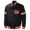 Cincinnati bengals midfield full snap satin varsity jacket black 1
