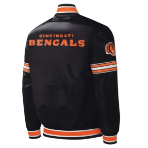 Cincinnati bengals midfield full snap satin varsity jacket black 2