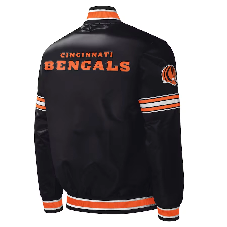 Cincinnati bengals midfield full snap satin varsity jacket black 2
