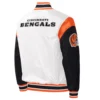 Cincinnati bengals pitch full snap satin varsity jacket white black 1