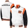 Cincinnati bengals pitch full snap satin varsity jacket white black 3