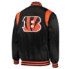 Cincinnati bengals prime time full snap satin varsity jacket black 1