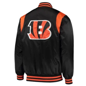 Cincinnati bengals prime time full snap satin varsity jacket black 1