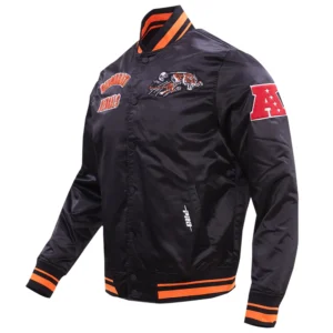 Cincinnati bengals retro classic full snap satin varsity jacket black 6