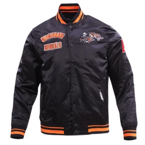 Cincinnati bengals retro classic full snap satin varsity jacket black 7