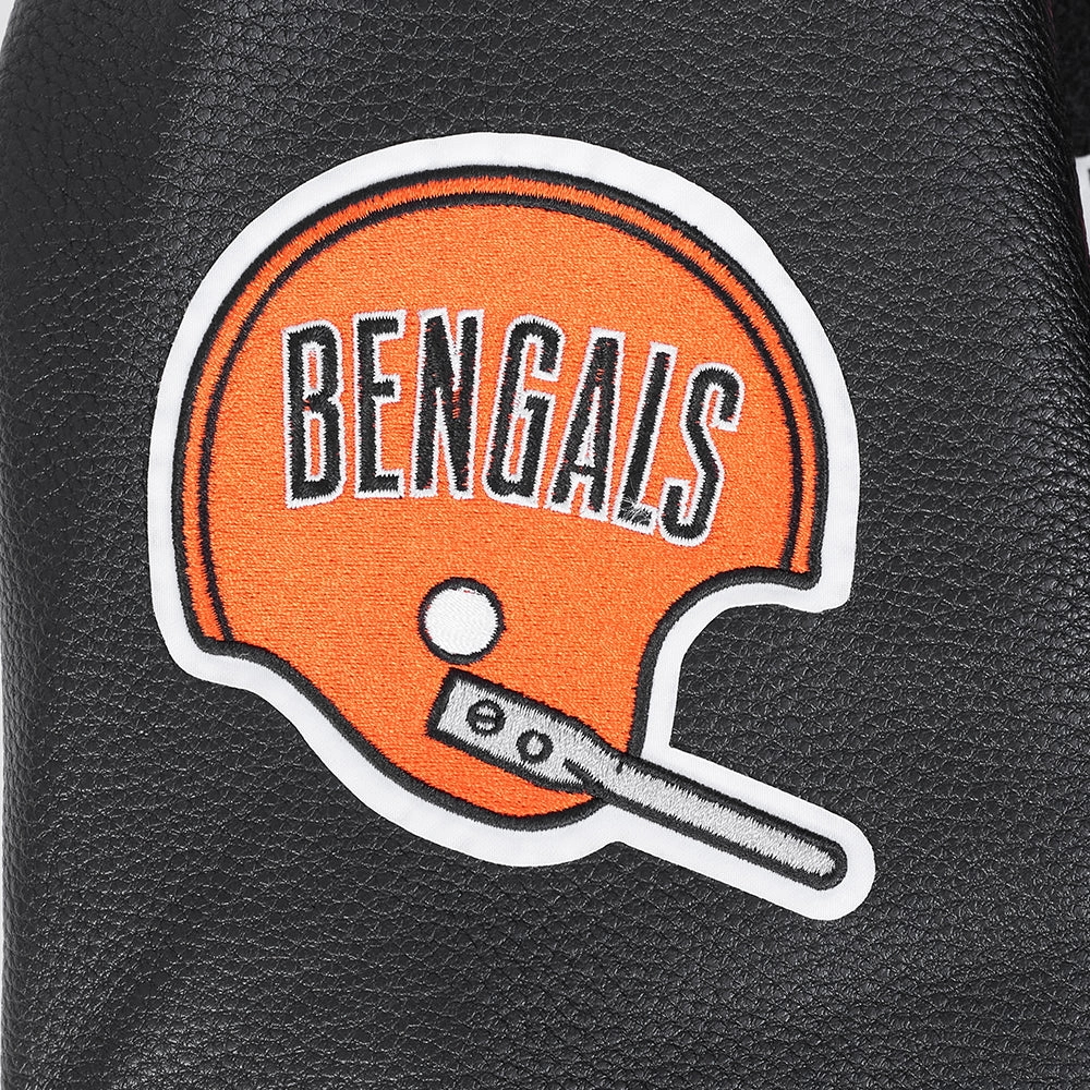 Cincinnati bengals retro classic wool leather patch jacket