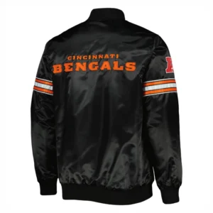 Cincinnati bengals the pick and roll full snap satin varsity jacket black 2