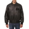 Cincinnati bengals tonal full leather bomber jacket black 1