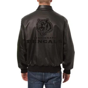 Cincinnati bengals tonal full leather bomber jacket black 2