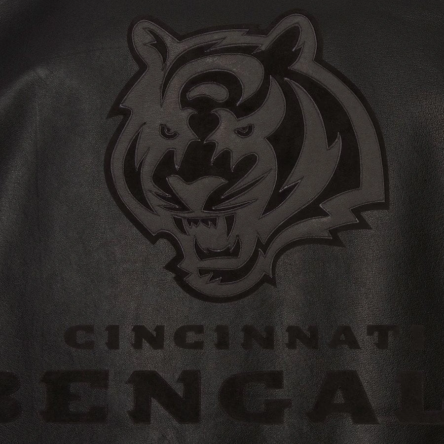 Cincinnati bengals tonal full leather bomber jacket black 4