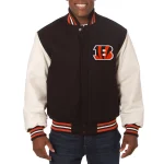 Cincinnati Bengals Two Tone Black Wool/Leather Jacket