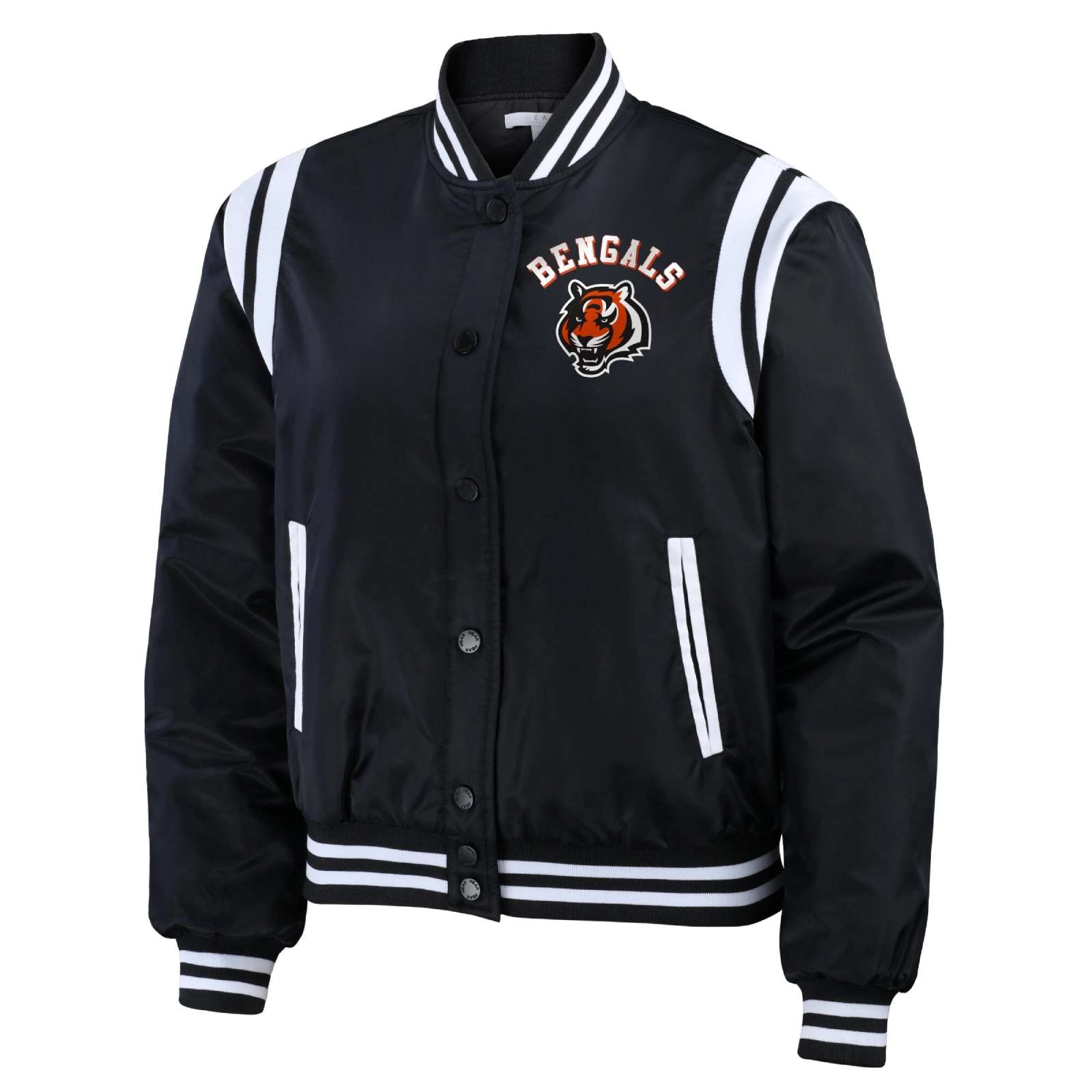 Cincinnati bengals wear by erin andrews womens bomber jacket black 1