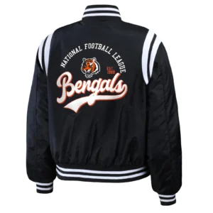 Cincinnati bengals wear by erin andrews womens bomber jacket black 2