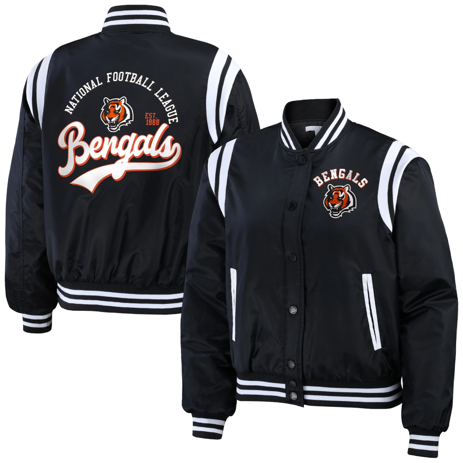 Cincinnati bengals wear by erin andrews womens bomber jacket black 3