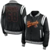 Cincinnati bengals womens full zip bomber varsity jacket black 1