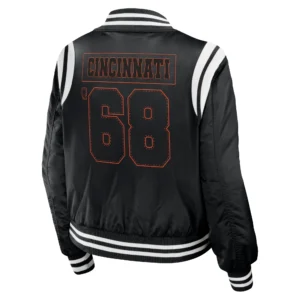 Cincinnati bengals womens full zip bomber varsity jacket black 2 1