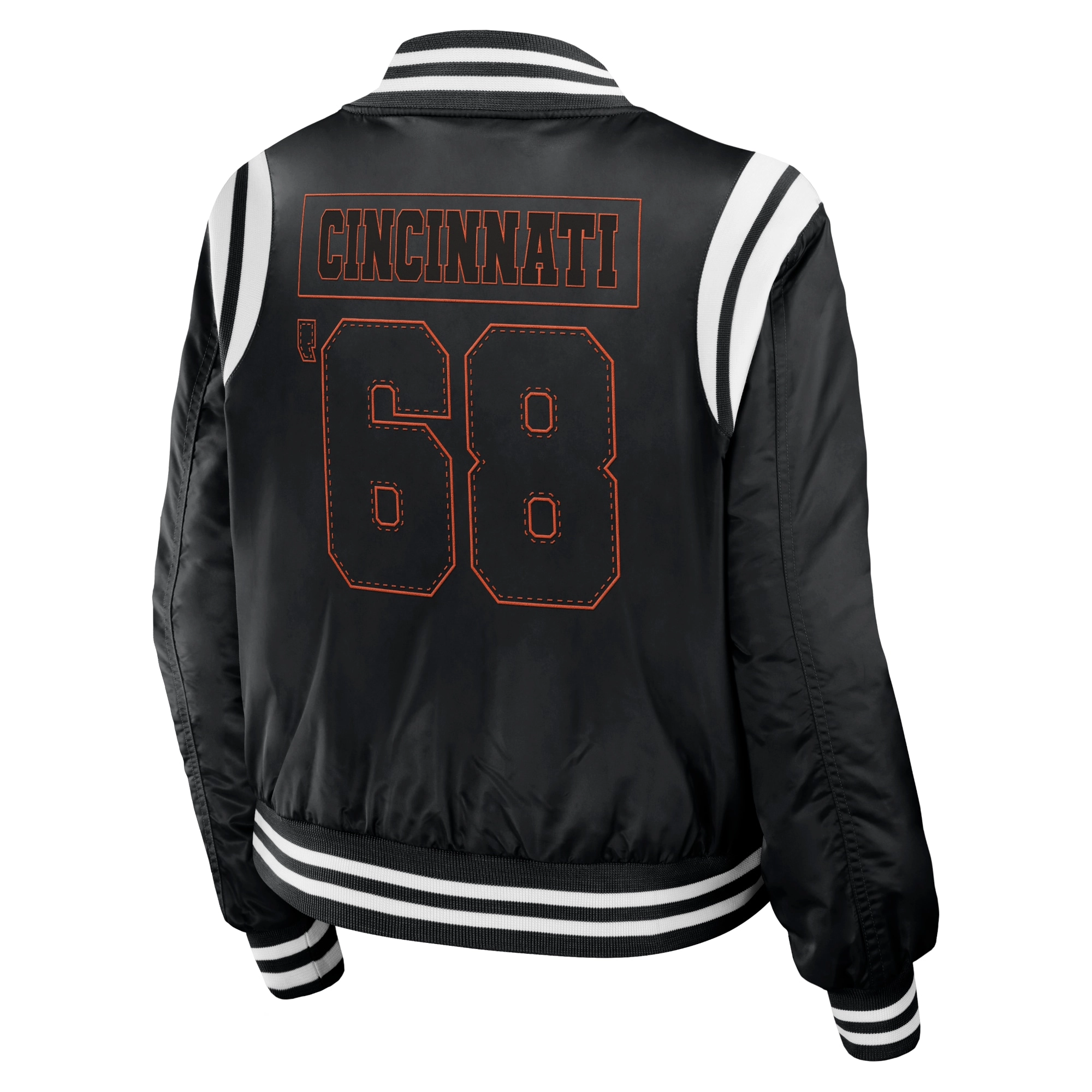 Cincinnati bengals womens full zip bomber varsity jacket black 2 1