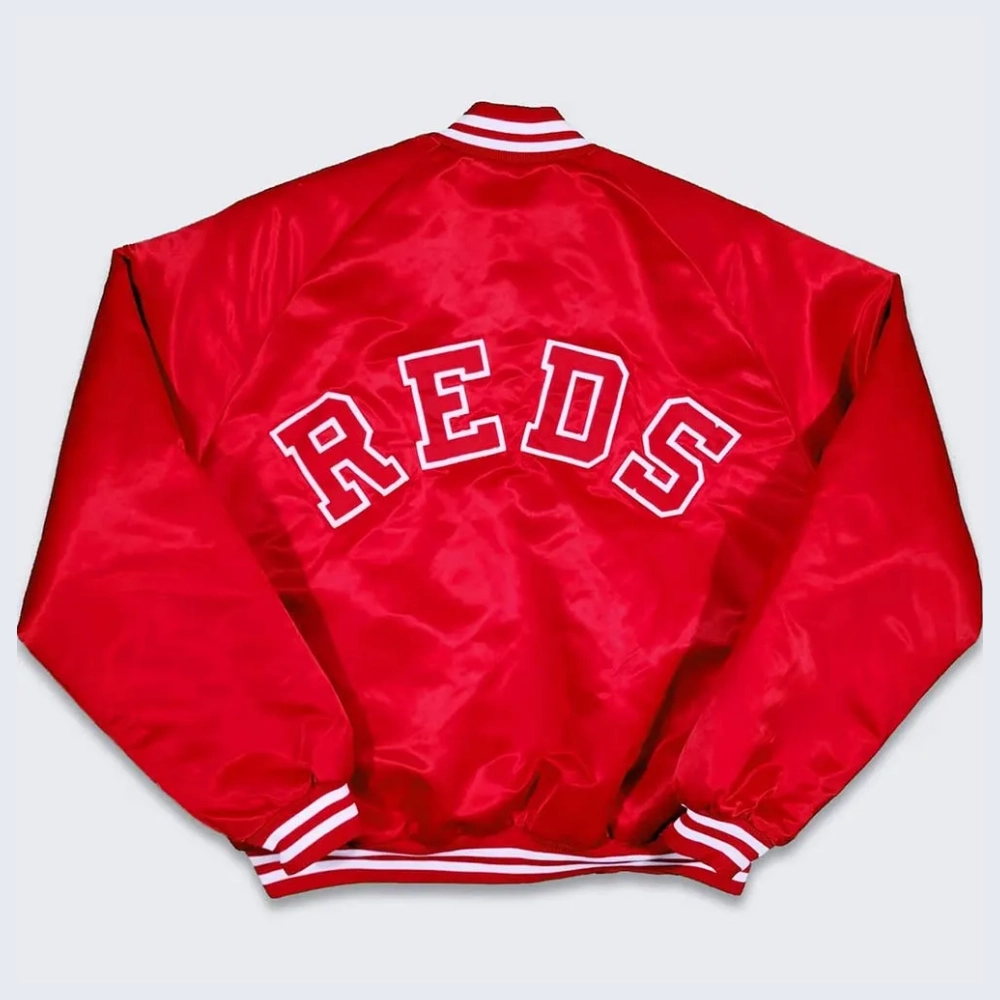 Cincinnati reds 80s vintage red satin bomber jacket
