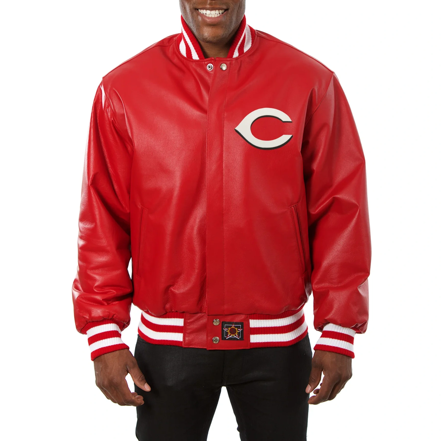Cincinnati reds full real leather varsity jacket red 1
