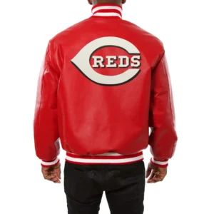 Cincinnati reds full real leather varsity jacket red 2