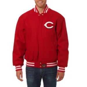 Cincinnati reds handcrafted logo wool jacket red 1