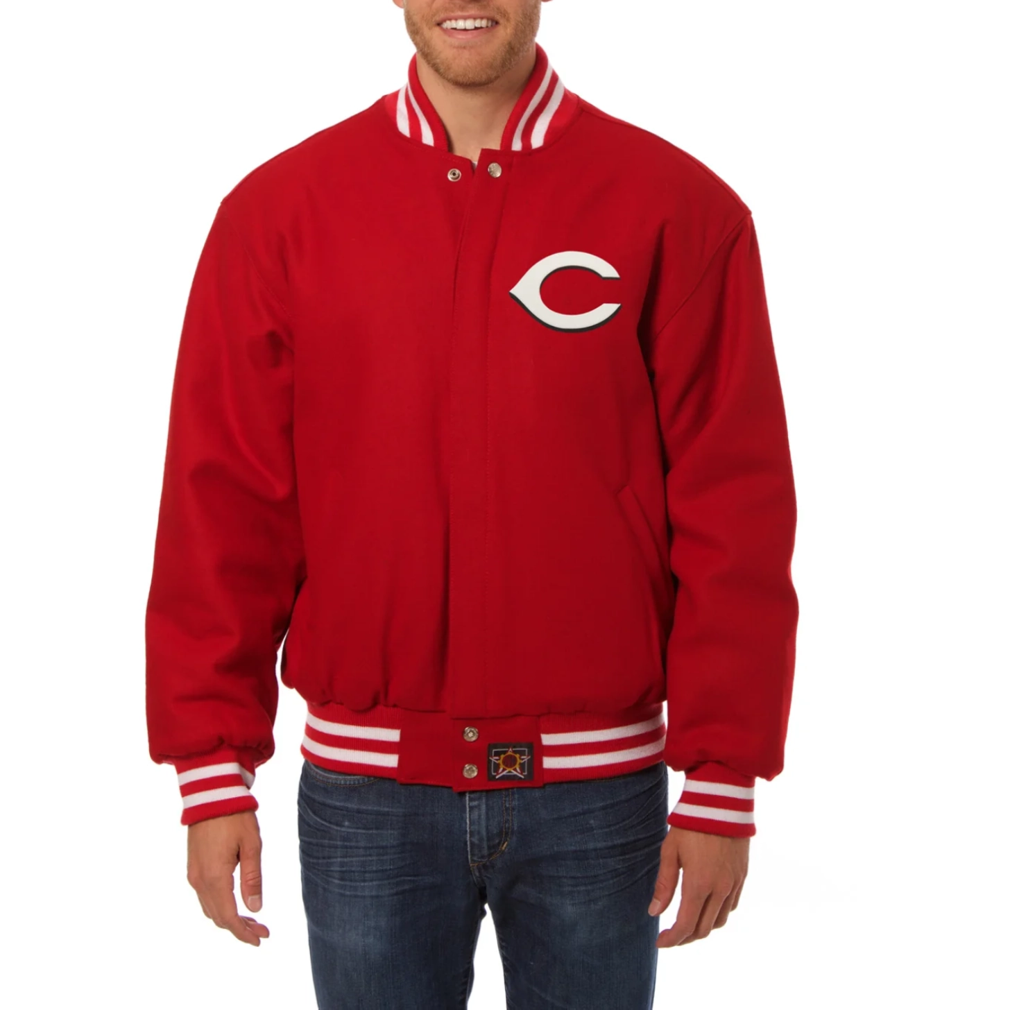 Cincinnati reds handcrafted logo wool jacket red 1