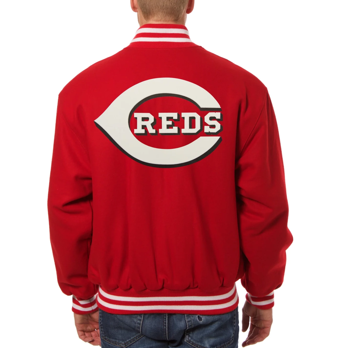 Cincinnati reds handcrafted logo wool jacket red 2