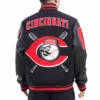 Cincinnati reds mashup full snap satin varsity jacket black 2