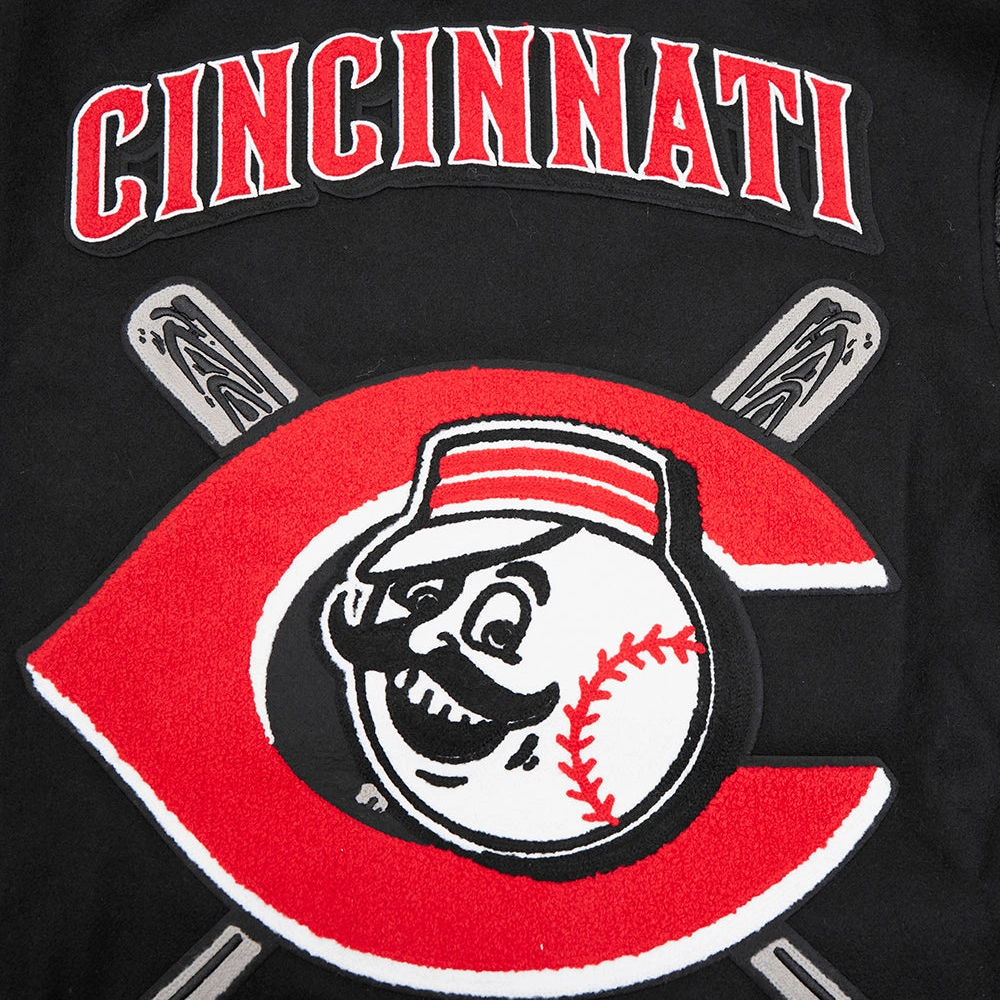 Cincinnati reds mashup wool leather varsity jacket black 3 1