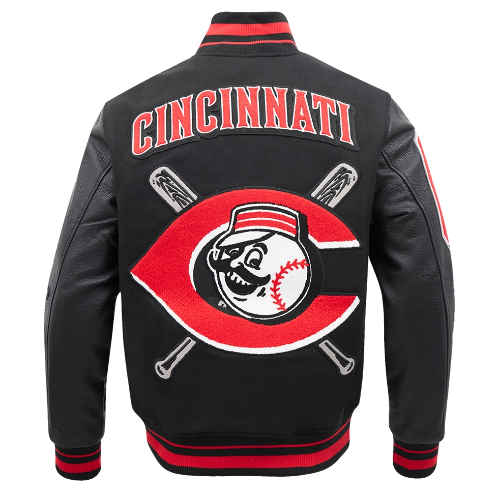 Cincinnati reds mashup wool leather varsity jacket black 4 1
