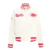 Cincinnati reds retro classic full snap satin varsity jacket cream 1