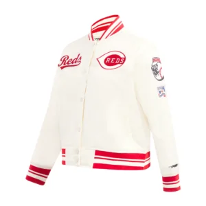 Cincinnati reds retro classic full snap satin varsity jacket cream 2