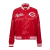 Cincinnati reds retro classic full snap satin varsity jacket red 1