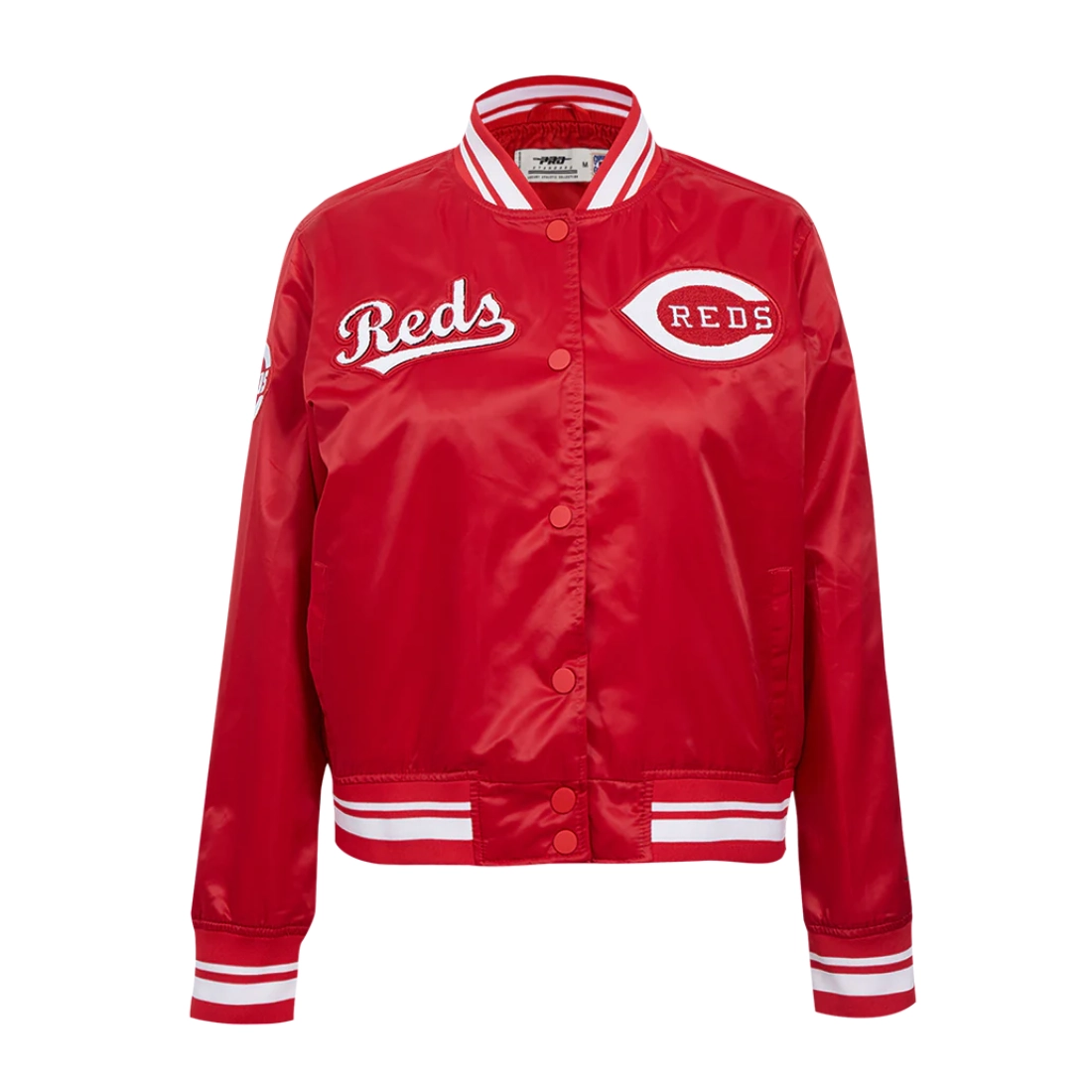 Cincinnati reds retro classic full snap satin varsity jacket red 1
