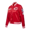 Cincinnati reds retro classic full snap satin varsity jacket red 2