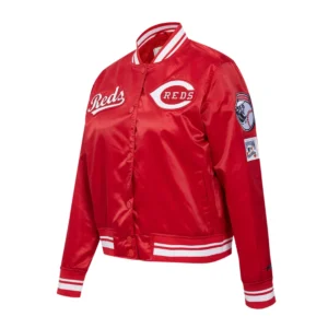 Cincinnati reds retro classic full snap satin varsity jacket red 2