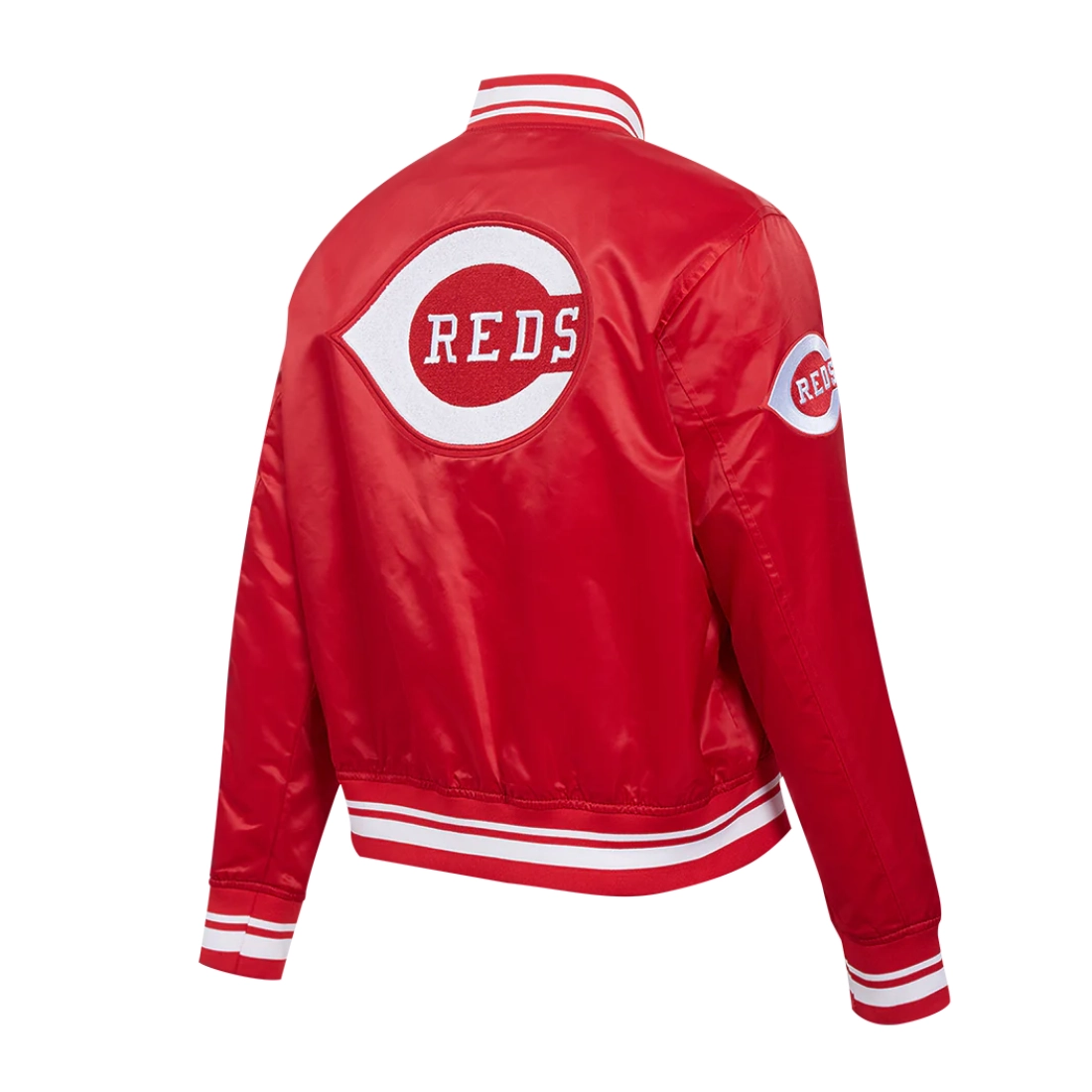 Cincinnati reds retro classic full snap satin varsity jacket red 3