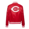 Cincinnati reds retro classic full snap satin varsity jacket red 4