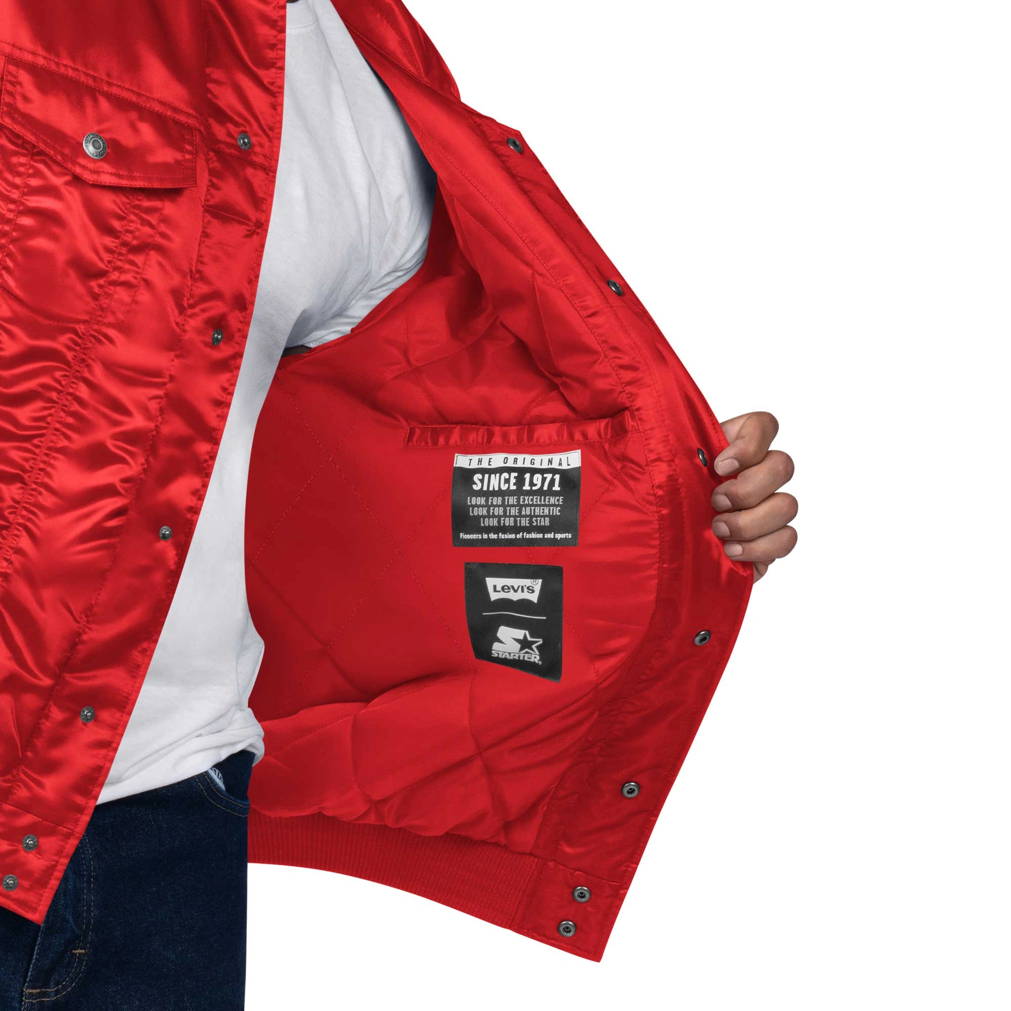 Cincinnati reds starter satin varsity trucker jacket red 3 1