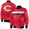 Cincinnati reds the ambassador full snap satin varsity jacket red 3