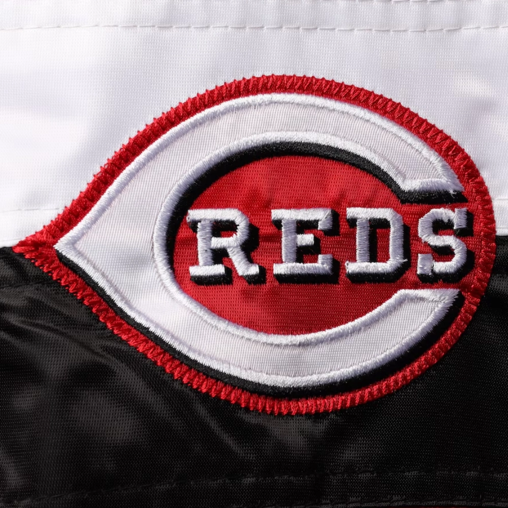 Cincinnati reds the ambassador full snap satin varsity jacket red